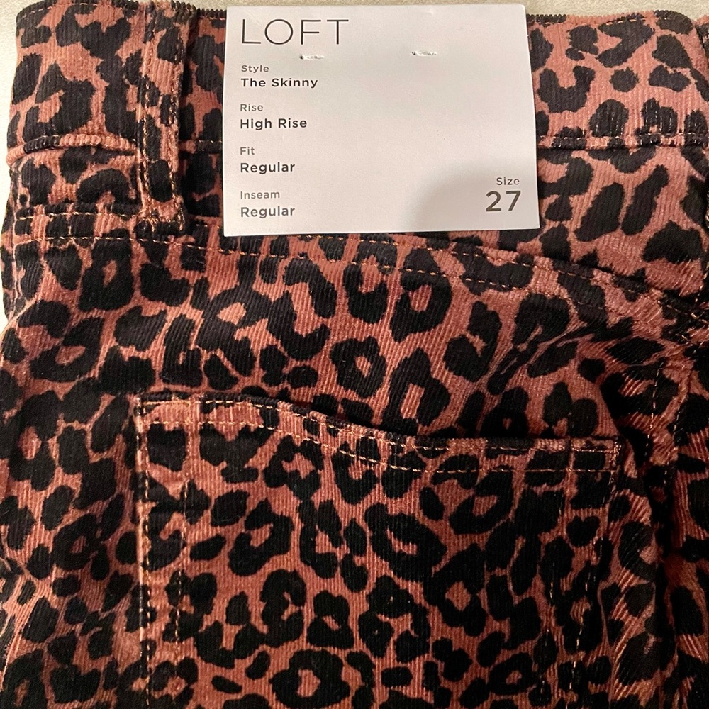 LOFT Leopard Print Skinny Corduroy Pants